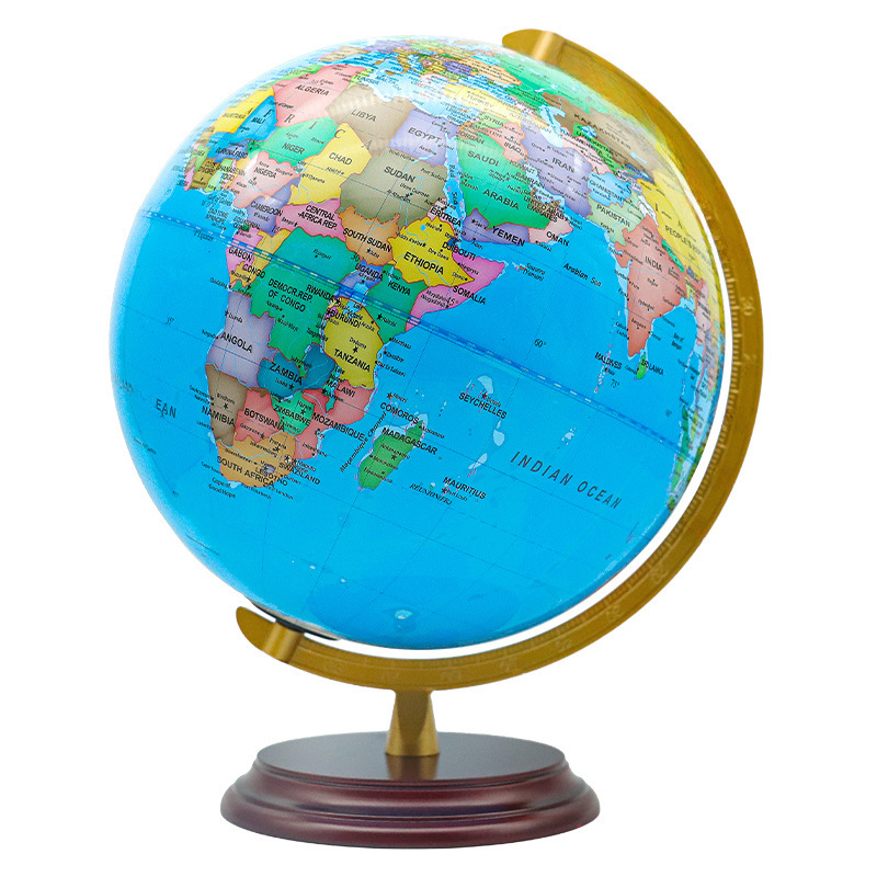 Tianyu Globe 32cm for Primary and Secondary School Students, Office Study Room Wooden Base Ornament, Geography Globe with Light for Desktop