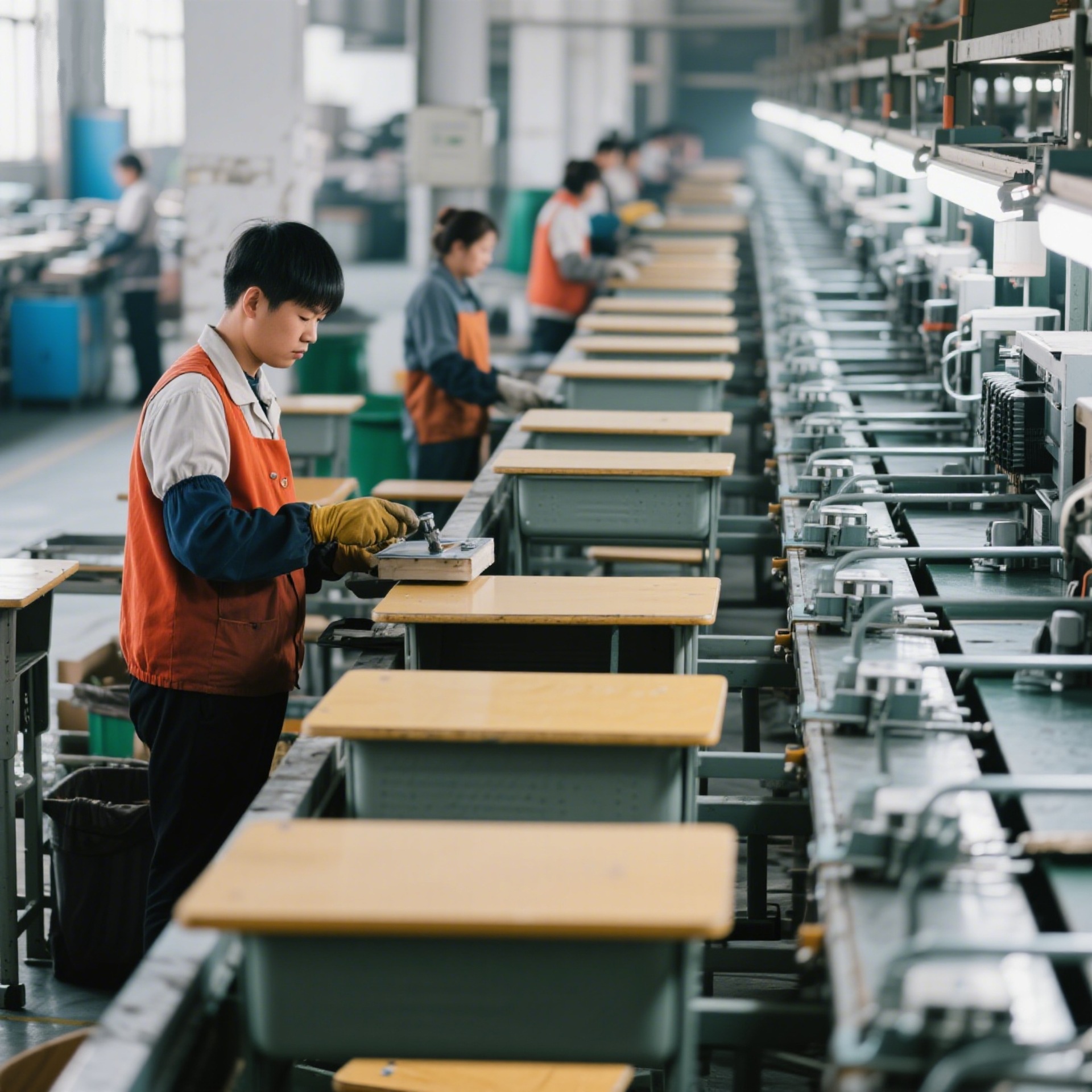 Cross-Border Desks and Chairs School Wholesale Tutoring Lunch Break Adjustable Desks and Chairs Plastic Single Table Study Table and Chairs Direct Supply