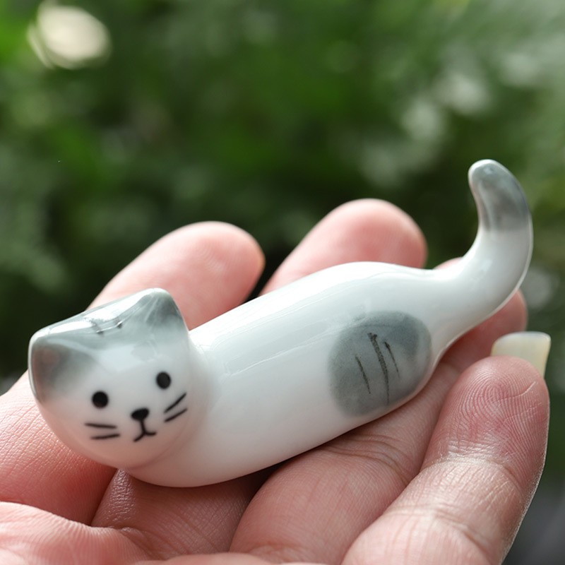 Ceramic Cat Chopstick Holder Pen Holder Household Chopstick Holder Mingxin Creative Desktop Gift Small Ornaments Hotel Tableware Chopstick Pillow