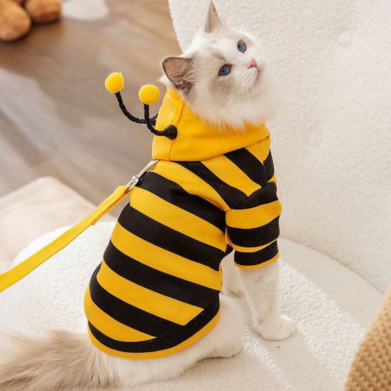 Funny Cat Clothes to Prevent Falling Off Little Bee Beagle Dog Small Cute Blue Cat Spring & Fall New Pet Sweatshirt