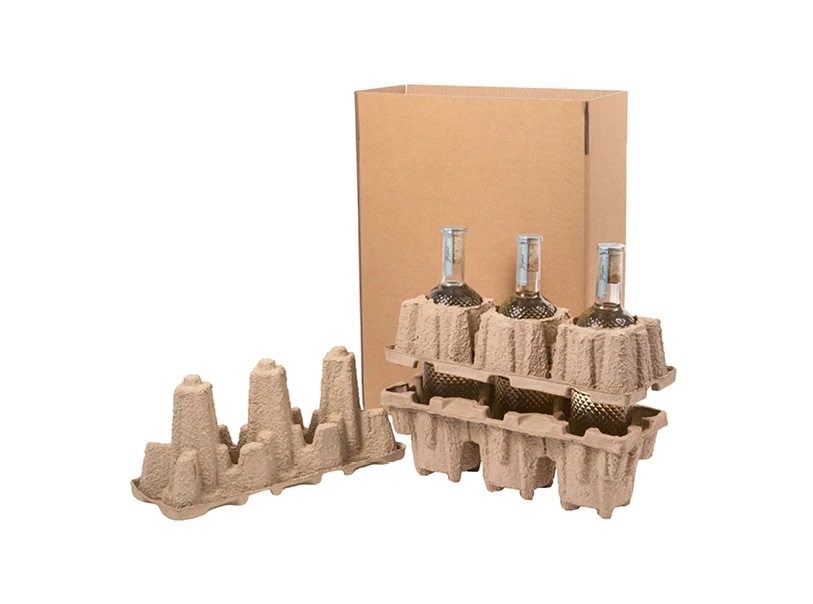 Neutral Red Wine Bottle Holder, Single Bottle, Double Bottle, 3 Bottles, Exported Pulp Molded Paper Holder