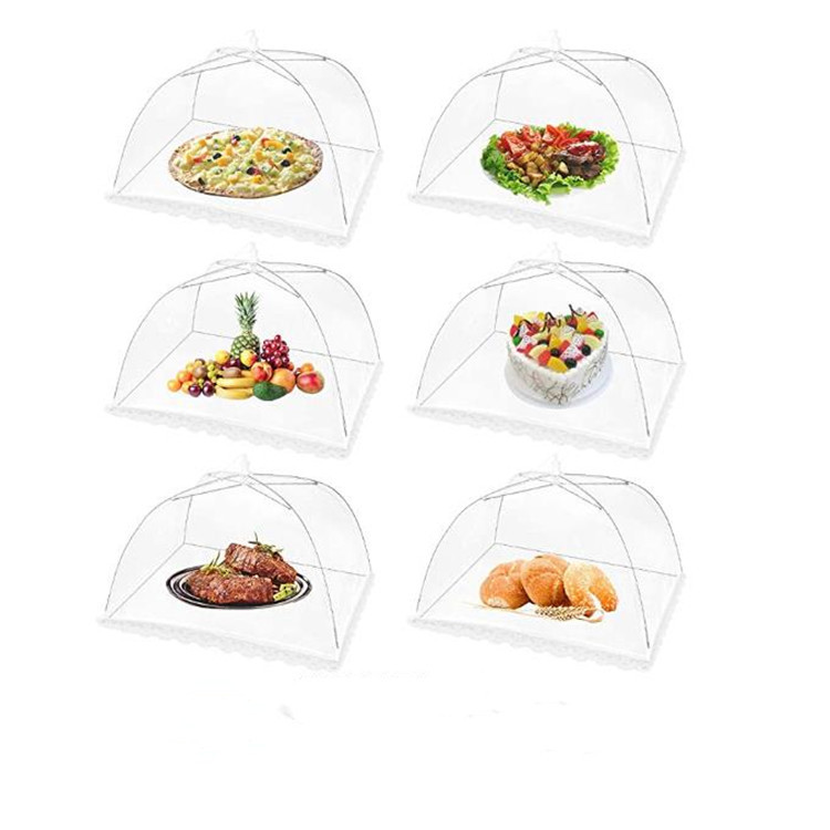 White Picnic Mesh Food Cover Foldable Vegetable Washing Cover Folding Cover Large Size Table Cover Dust Cover Vegetable Cover