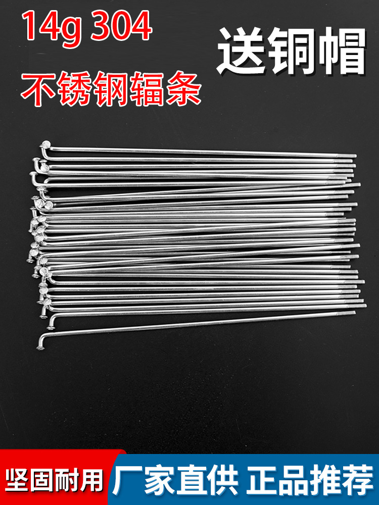 14g Stainless Steel Spoke Mountain Bike Spoke 304 Stainless Steel Wire Road Bike Spoke Spoke Cap Silver