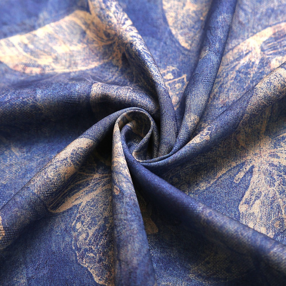 New Simulated Silk Fragrant Cloud Yarn Cool Double-Sided Printed Clothing Fabric Glossy Drape Silky Dress Top