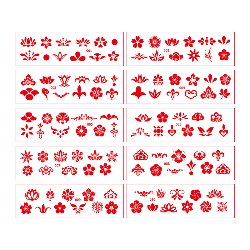 Spot national style eyebrow stickers children's Chinese costume flower twinkle forehead stickers adult disposable tattoo stickers wholesale