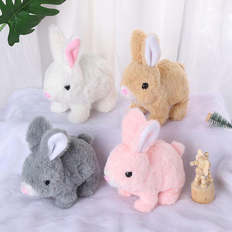 Children's Toy Electric Rabbit Can Move and Call, Shake Ears Plush Toy, Simulated Bunny Pet Toy Gift