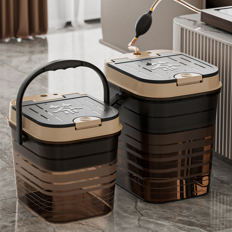 Прозрачное ведро с откидной крышкой, ведро для сточных вод, чайный набор, ведро для мусора, ведро для дренажа, ведро для чайных отходов