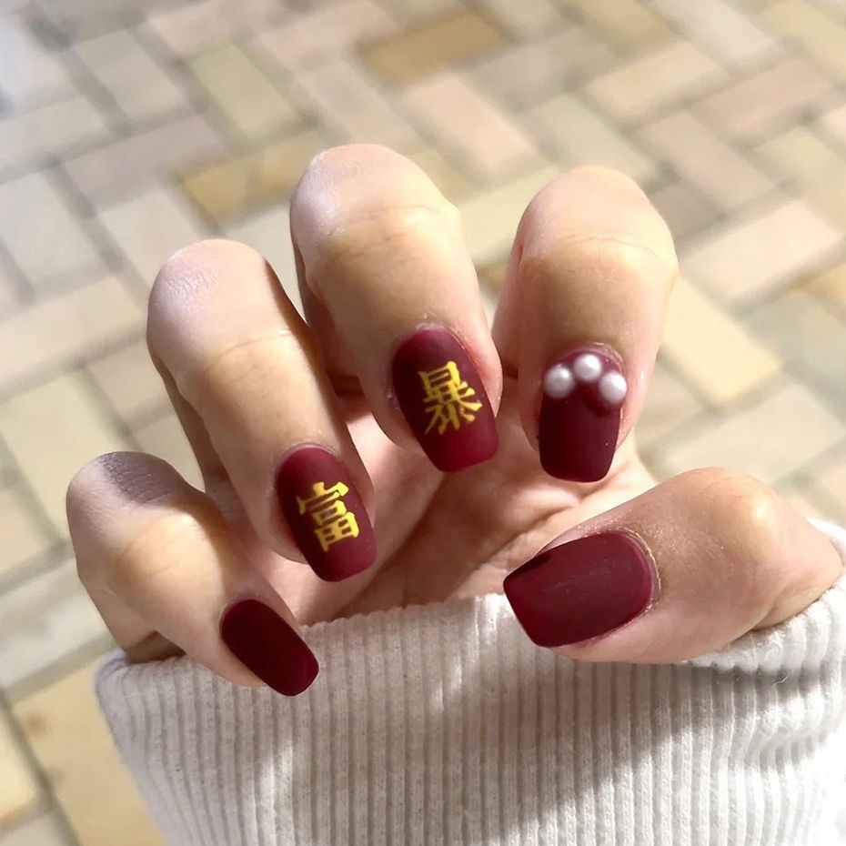 Gilding New Year nail stickers rich new year nail fu character 3d Golden New Year small jewelry stickers