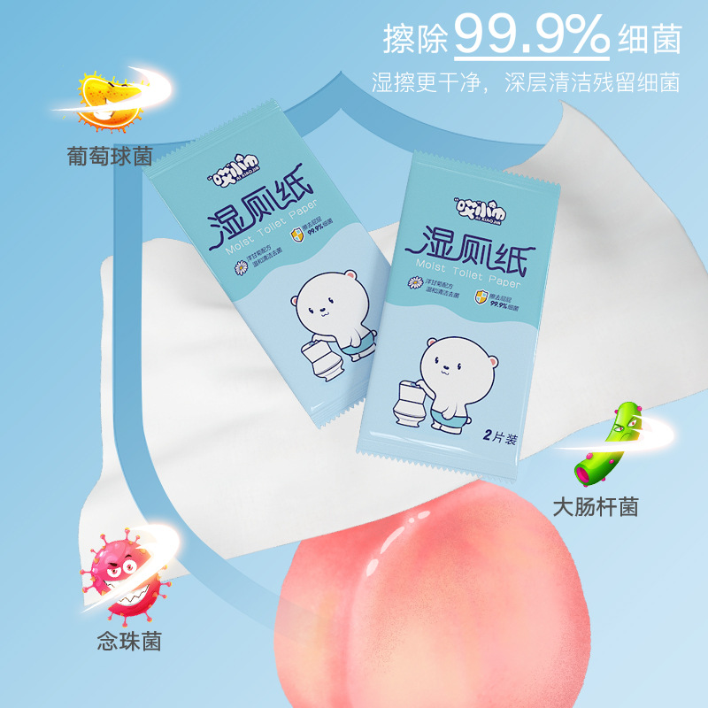 2 Pieces Separately Wrapped Wet Toilet Paper Butt Wipe Toilet Wipe Wet Toilet Paper Baby Adult Portable Hygienic Care Wipes