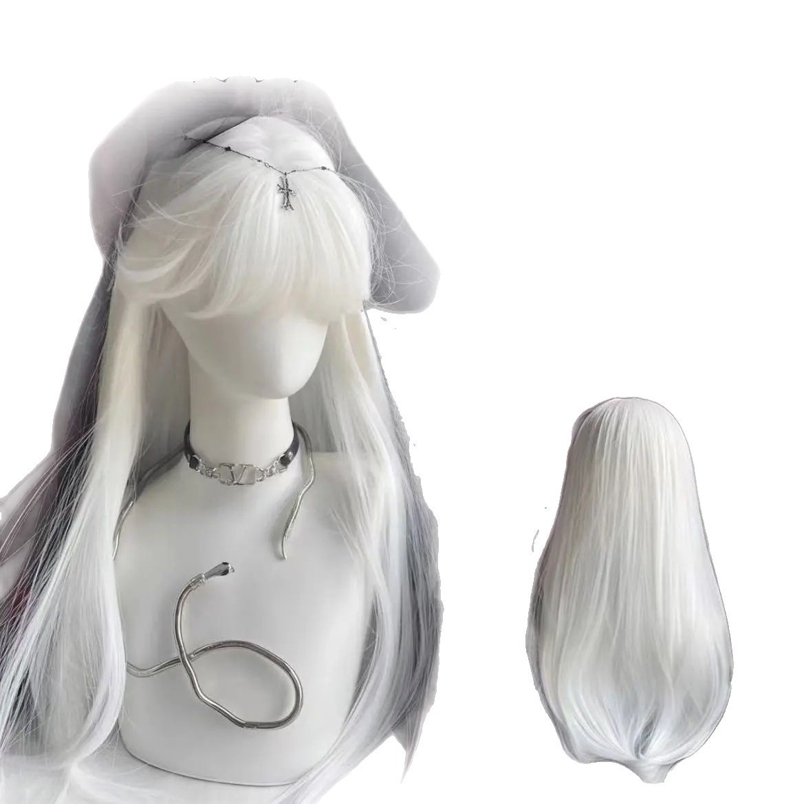 White Full Wig for Women with Long Straight Hair, Same Style as the Lady of the Castle, Versatile Cosplay Fashion Fluffy Full Wig