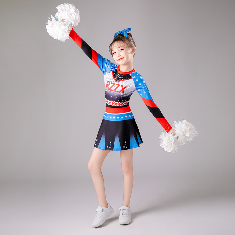 Children's Cheerleading Performance Clothing Long-Sleeved New Girls' Cheerleading Performance Clothing Aerobics Competition Competition Clothing