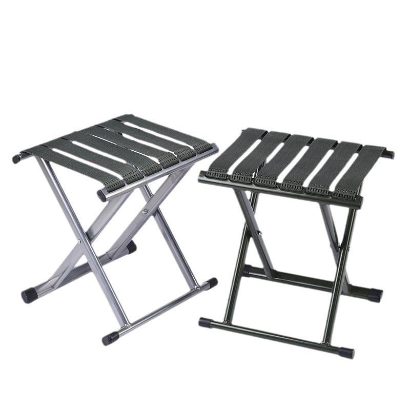 School Military Training Folding Iron Stool for Home Use, Barbecue Shop Skewer Small Stool, Fishing Camping Chair with Backrest
