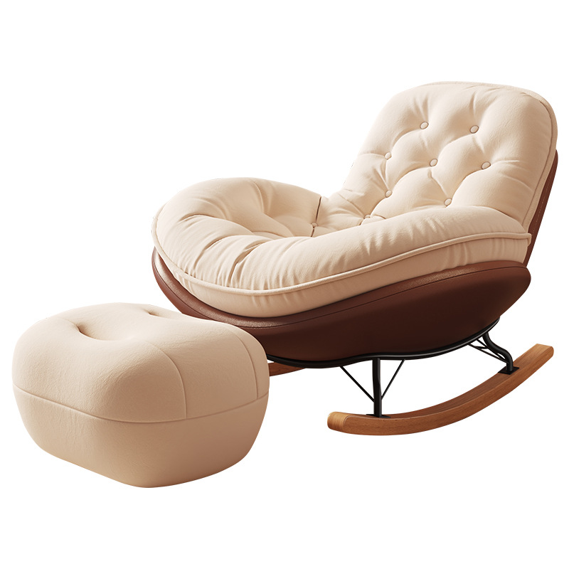 Penguin Rocking Chair, Lazy Sofa, Balcony Home Nap, Leisure Lounge Chair, Living Room Bedroom Eggshell Rocking Chair