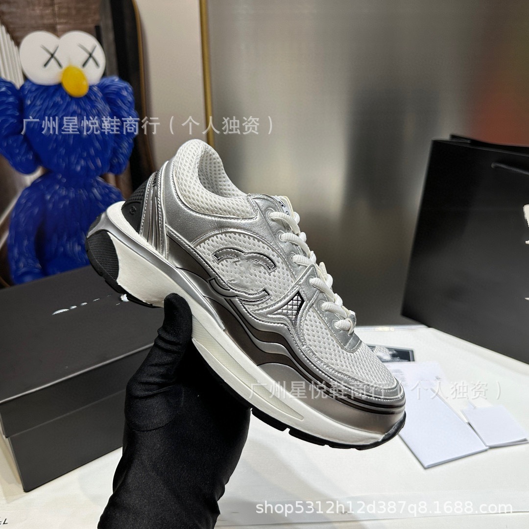 Ku Series Silver Horn King 2025 New Thick Bottom Casual Colorblock Mesh sneaker Thick Bottom Torre Shoes Women
