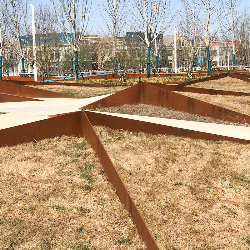 Wholesale Rust Color Weather-Resistant Steel Plate Processing Outdoor Rust Color Retaining Wall Flower Pond Cutting Bending Weather-Resistant Steel Plate Enclosure