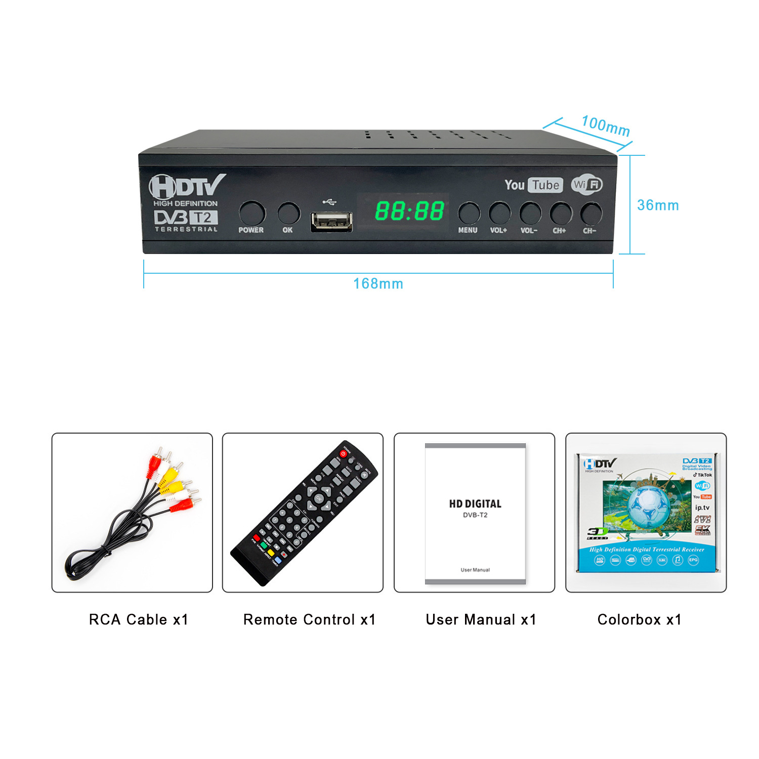 Dvb-T2 Indonesian Wifi Digital Tv High-Definition Ground Wave Set-Top Box Russian Cross-Border Source Factory Smart