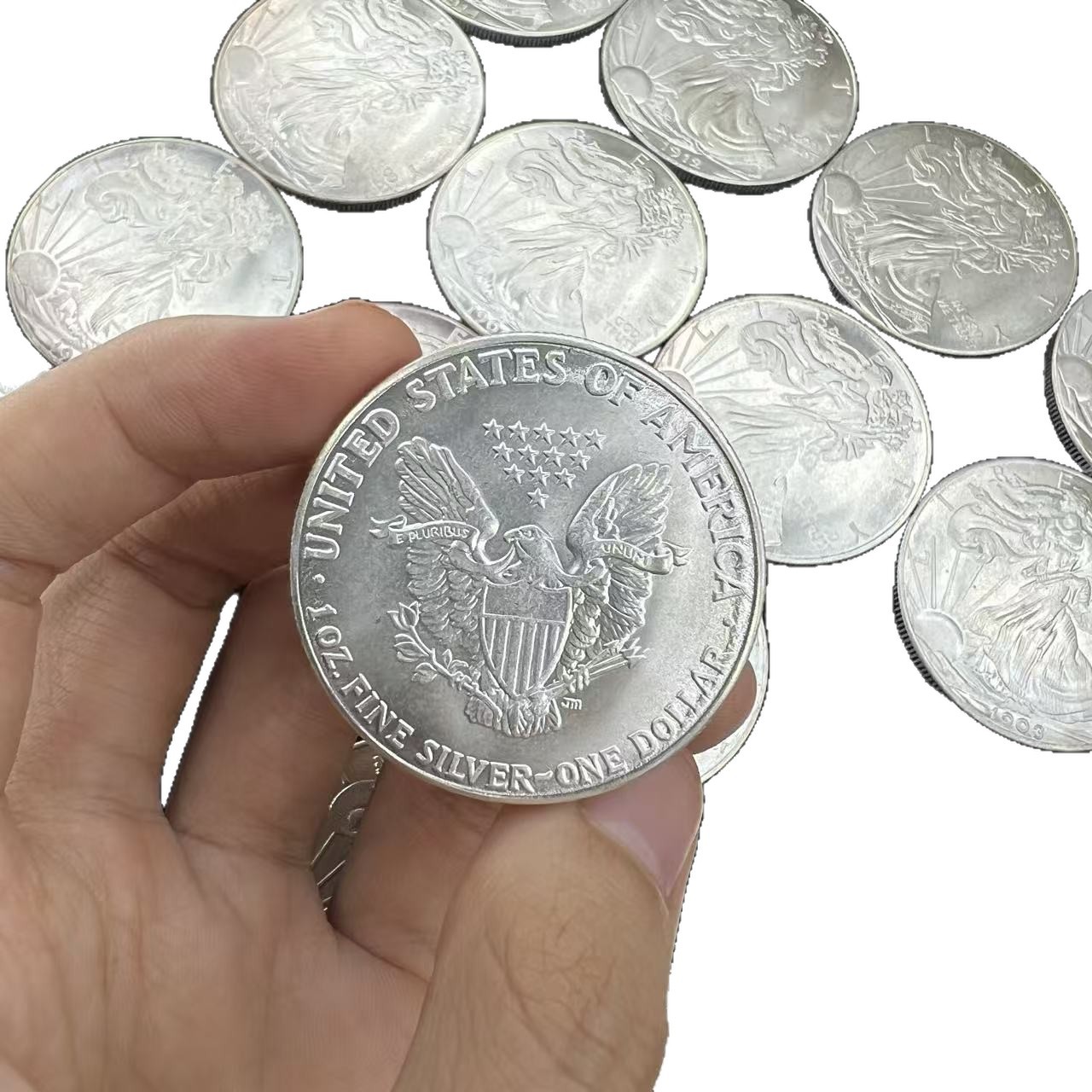 American Statue of Liberty Flying Eagle 38mm Commemorative Coin Medal 38 Different Years Can Blow the Silver Dollar