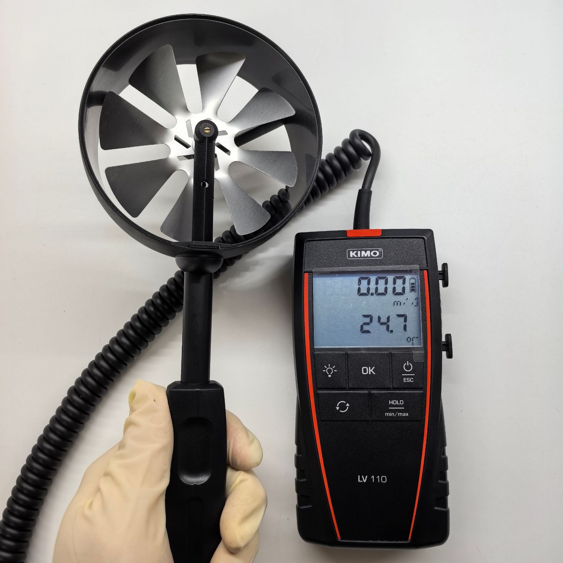 French Kimo Kai Mao Lv110 Portable Impeller Anemometer with Impeller Diameter of 100mm Wind Speed and Air Volume Meter