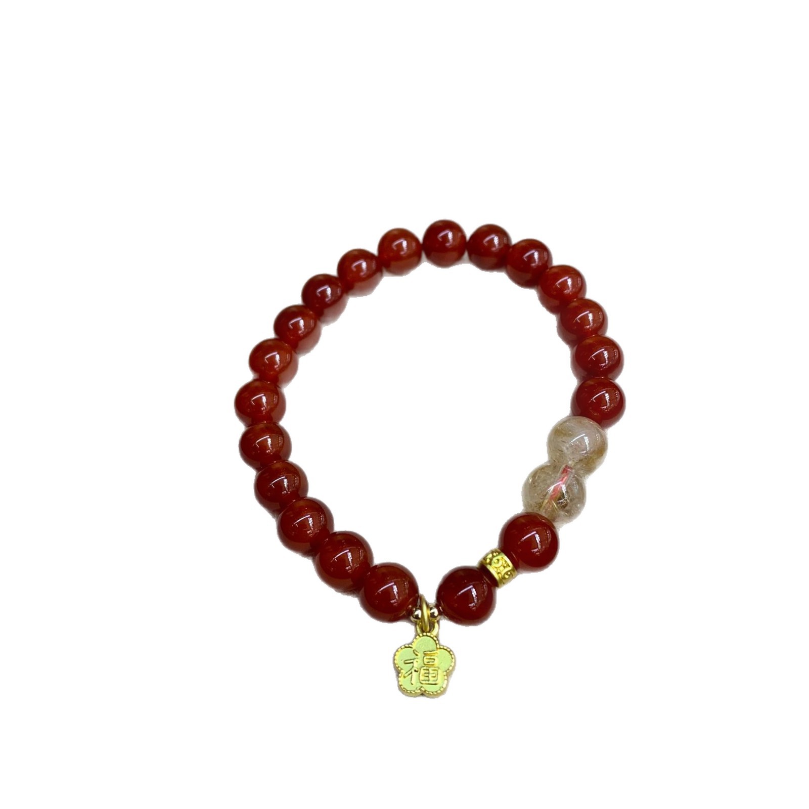 Natural Red Agate Bracelet with Yellow Tower Crystal Citrine Women's Bracelet with Blessing Tag Light Luxury Original Design Wholesale