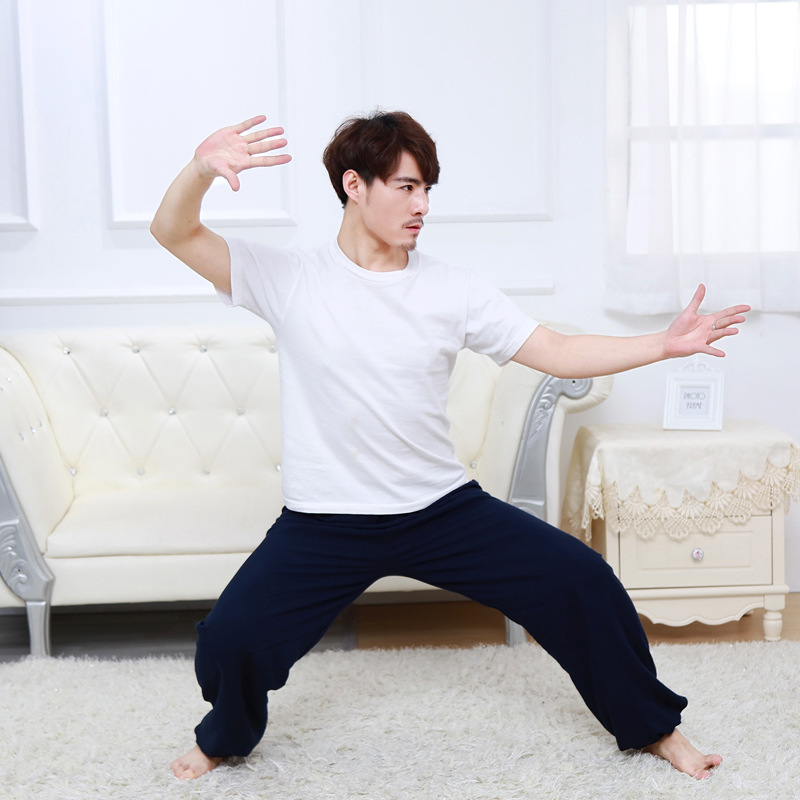 Men's and Women's Lantern Pants Cotton Silk Trousers Artificial Cotton Anti-mosquito Pants Yoga Thin Dancing Wide-leg Adult's Tai Chi Pants for Summer