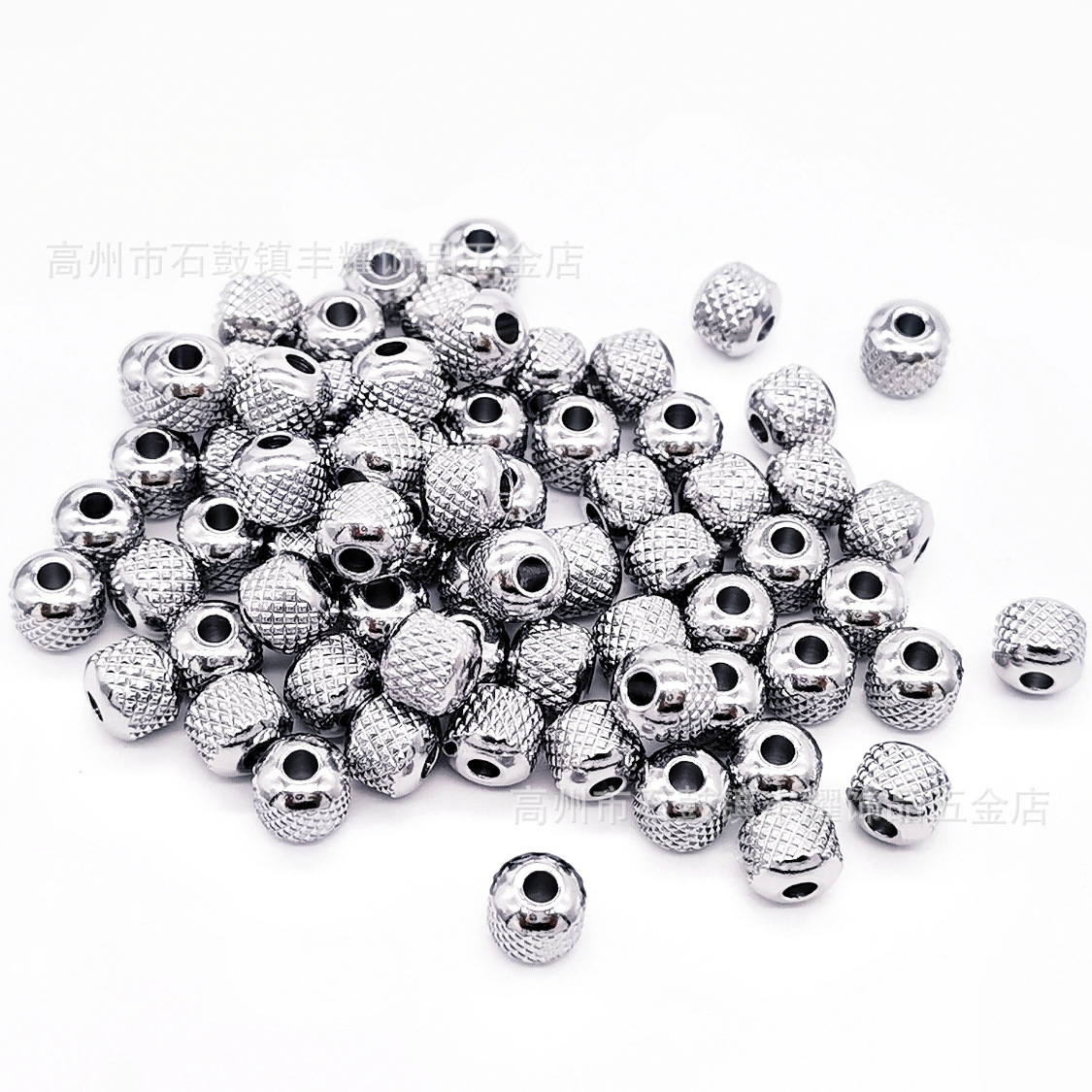 Stainless steel ball through hole beads steel color beads transfer spacer beads glossy solid diy jewelry beaded accessories loose beads