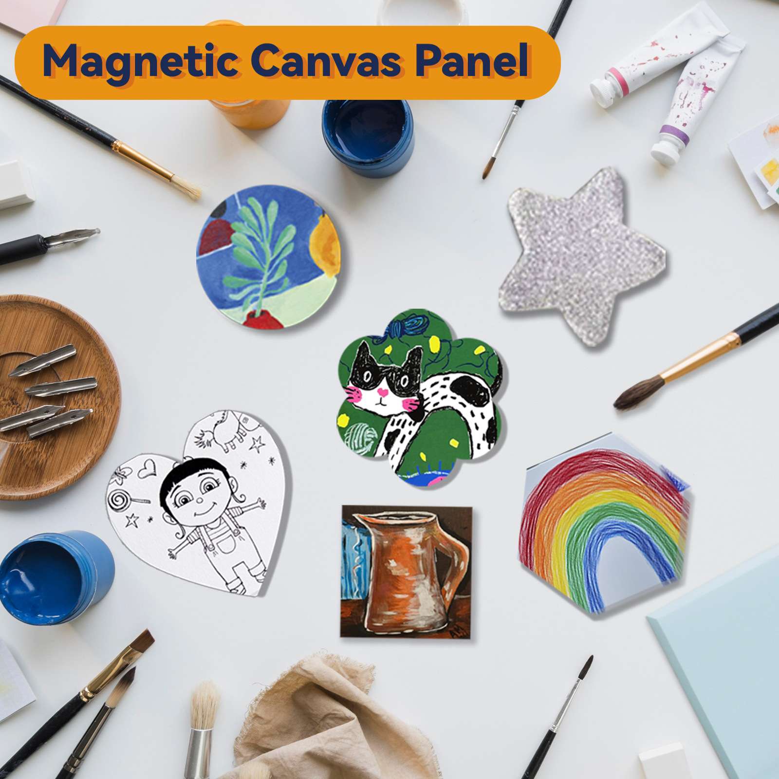 DIY Drawing Board Soft Magnetic Canvas Refrigerator Magnet Acrylic Oil Paint Cotton Special-Shaped Kidsren's Painting Coloring Graffiti