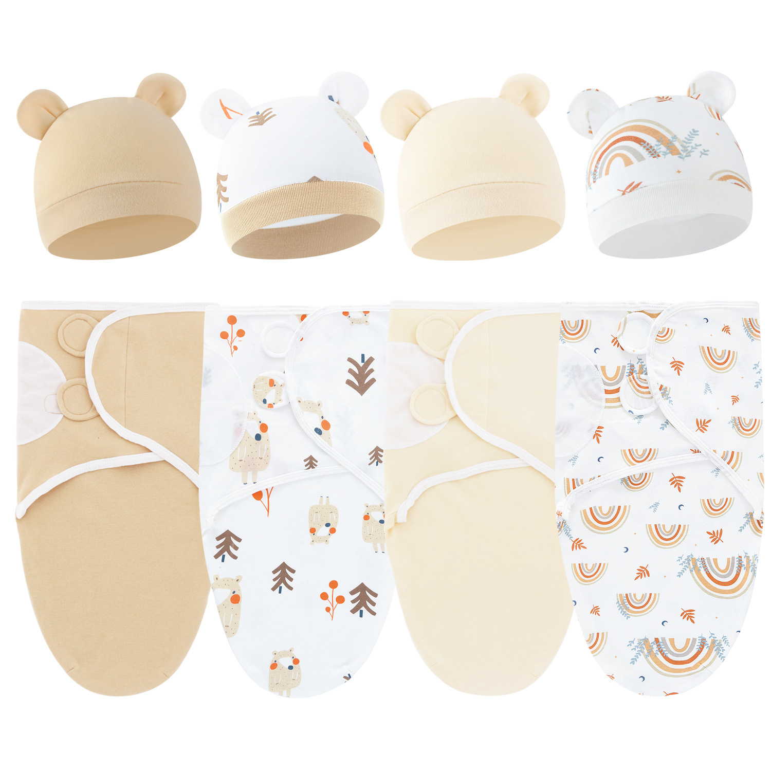 2025 Export European and American Infant Wraps 0-6 Months Pure Cotton Newborn Swaddling Wraps Newborn Baby Anti-Shock Wraps