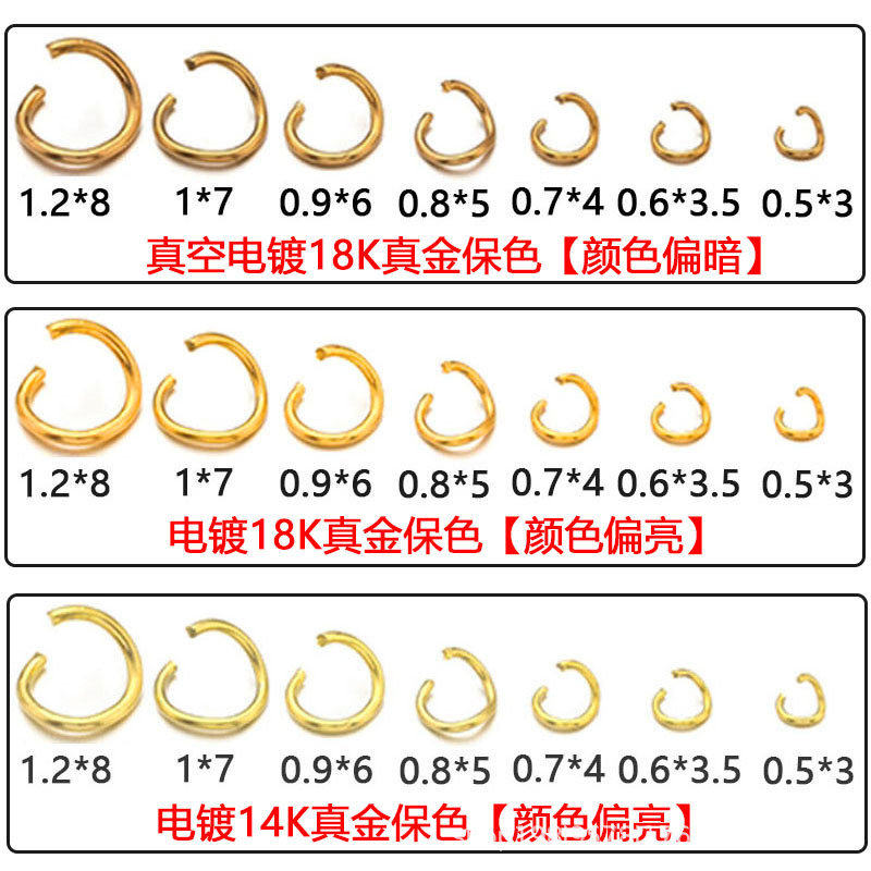 304 Stainless Steel Open Ring Non-Fading Closed Ring Titanium Steel Electroplating Jewelry Accessories DIY Bracelet Necklace Open Ring