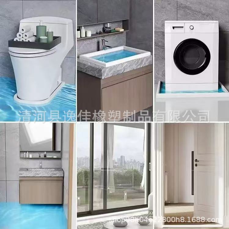 Bathroom Water Retaining Strip, Bathroom Waterproof Strip, Shower Room Kitchen Countertop Toilet Self-Adhesive Water Blocking Strip Sealant
