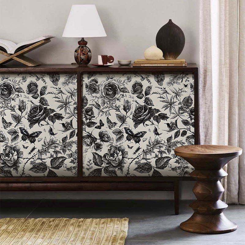 Rose Cabinet Stickers Self-Adhesive Renovation High-End Wardrobe Stickers to Hide Ugly Non-Transparent Thickeneded Waterproof Old Furniture Film