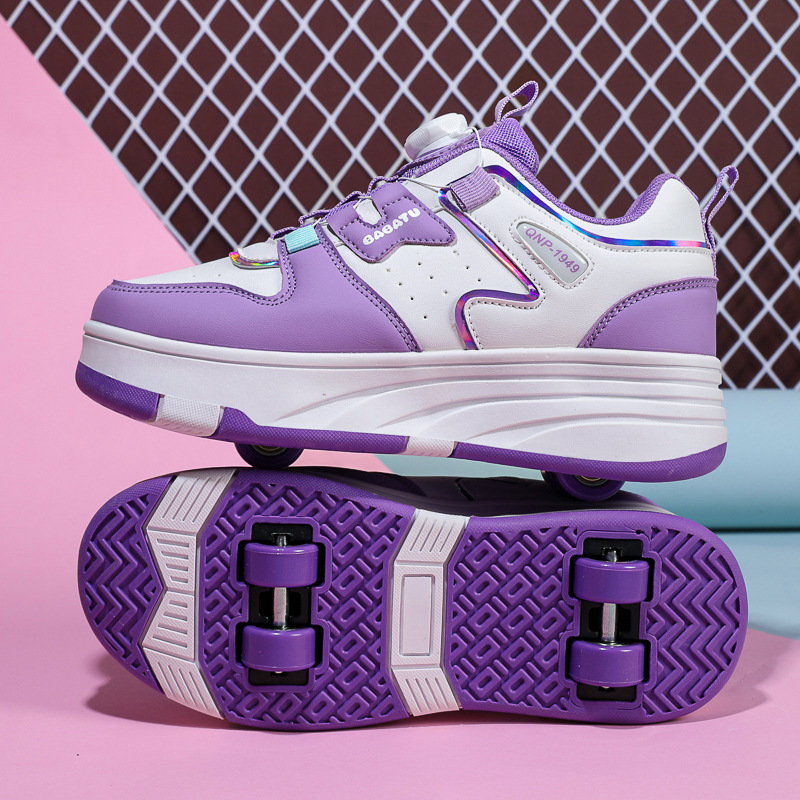 Туфли Tyranno для студентов, четырехколесные роликовые кроссовки для детей и подростков, деформируемые туфли для катания