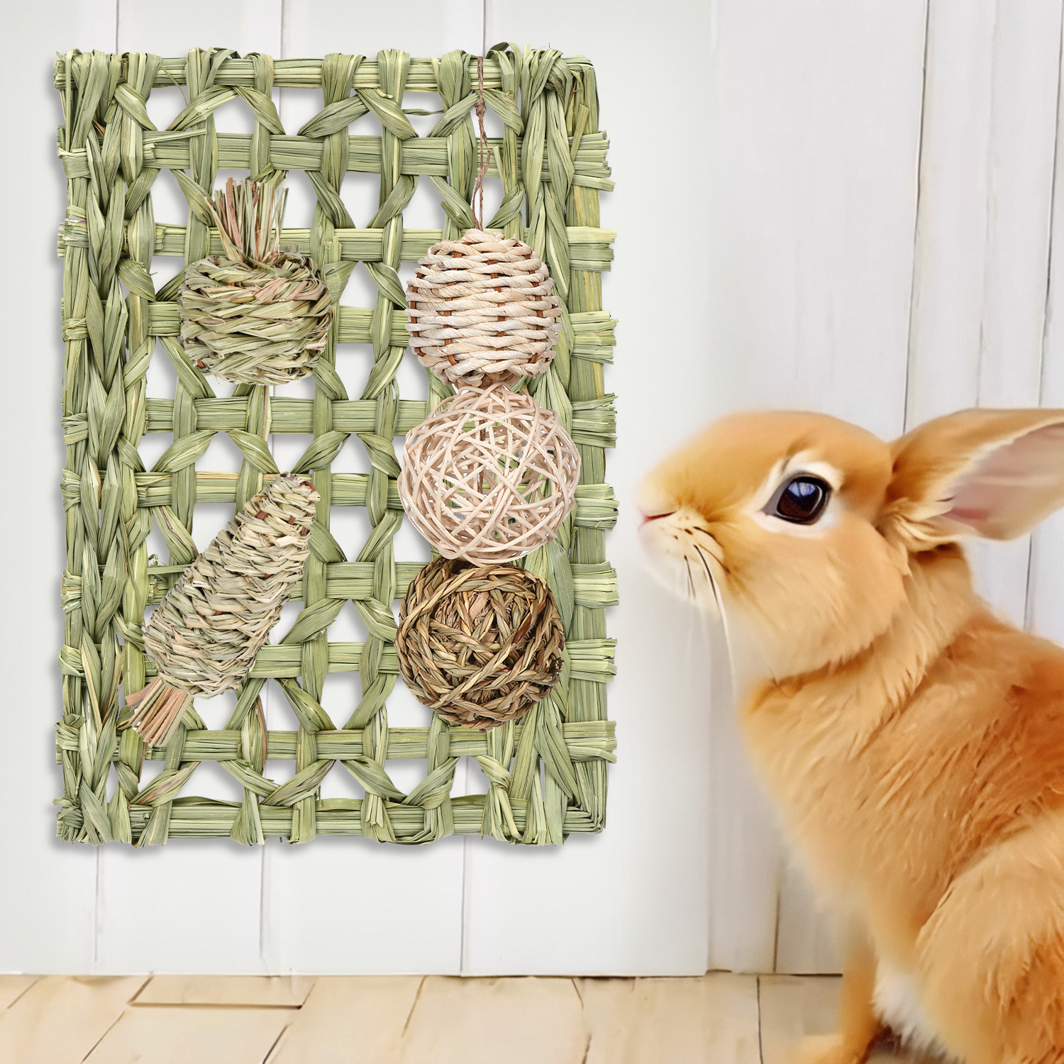 Cross-Border Straw Natural Rabbit Straw Mat, Relaxing Straw Mat, Edible Teething Toy, Rabbit, Chinchilla, Guinea Pig Toy