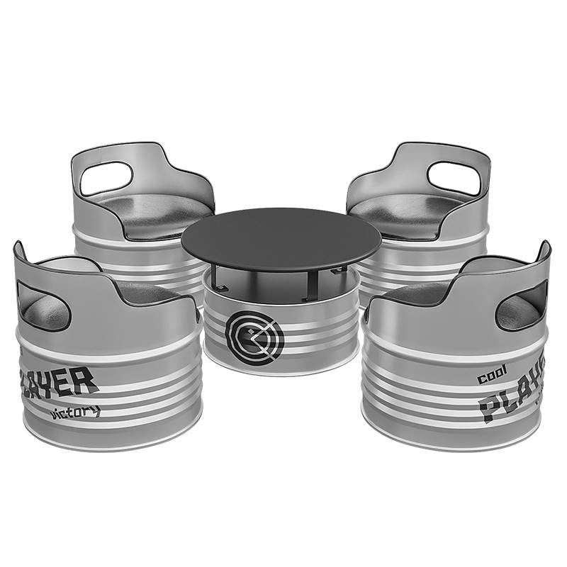 Iron Deck Sofa Rest Industrial Style Creative Oil Barrel Coffee Table Sofa Retro Bar Milk Tea Shop Table and Chair Combination