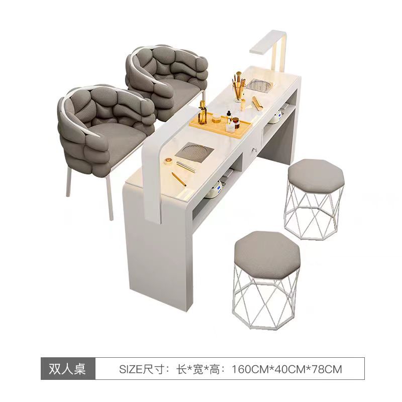 Multi-functional Nail Art Table and Chair suit Special Price Economical Single Double Entry Luxury Internet Famous Ins Nail Art Table Cream Style