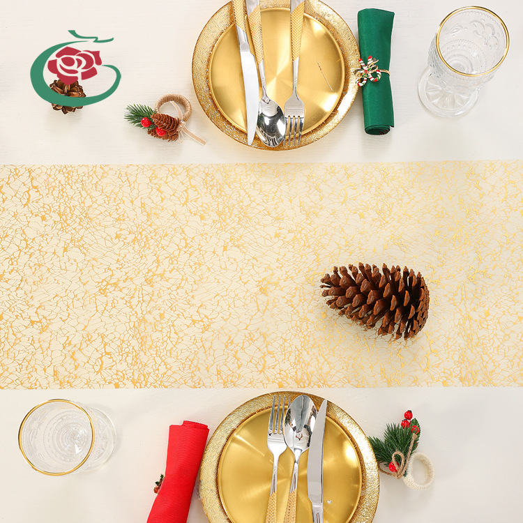 Gilding hot pink organza table runner wedding dress Hanfu fabric dinner party home decoration placemat