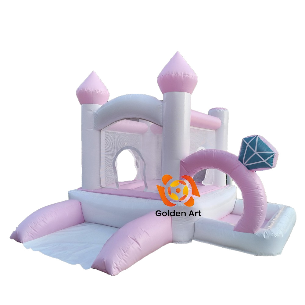 New Diamond Ring Inflatable Castle Outdoor Small Bouncy Castle Square Naughty Castle Amusement Park Manufacturer Children's Trampoline
