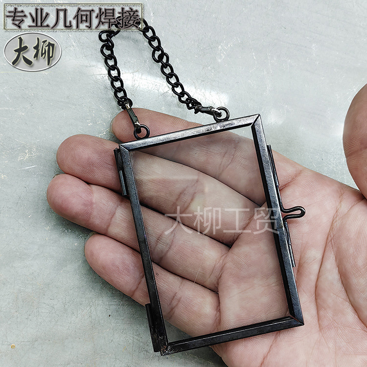 D Mini Pendant Photo Frame Free Shipping Factory Direct Sales Copper Black Original Copper Photo Frame Pendant with Bracket Id Box