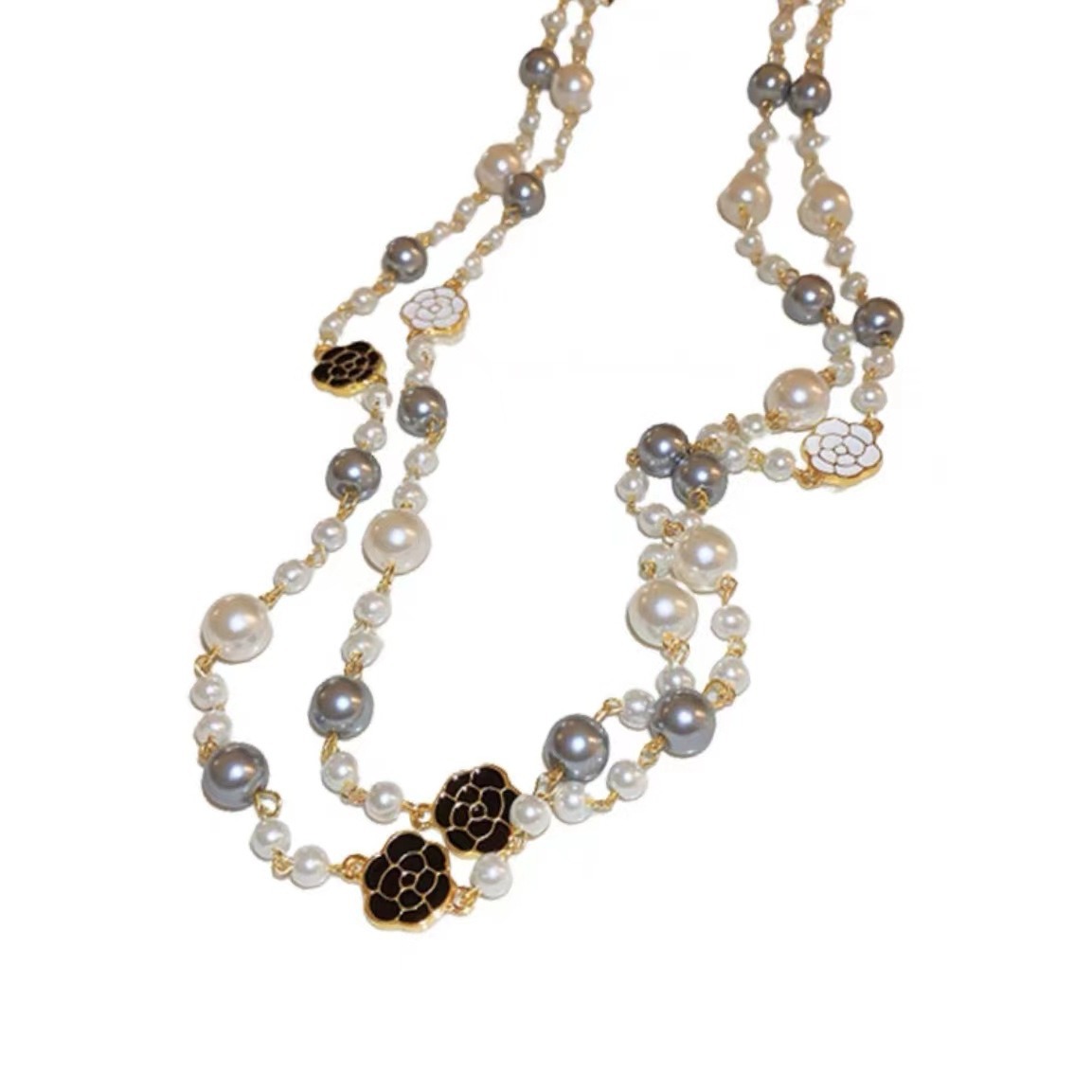 Light Luxury High-end Autumn and Winter Long Pearl Necklace Fashion All-match Woolen Chain Multi-layer Necklace Alloy Jewelry Accessories