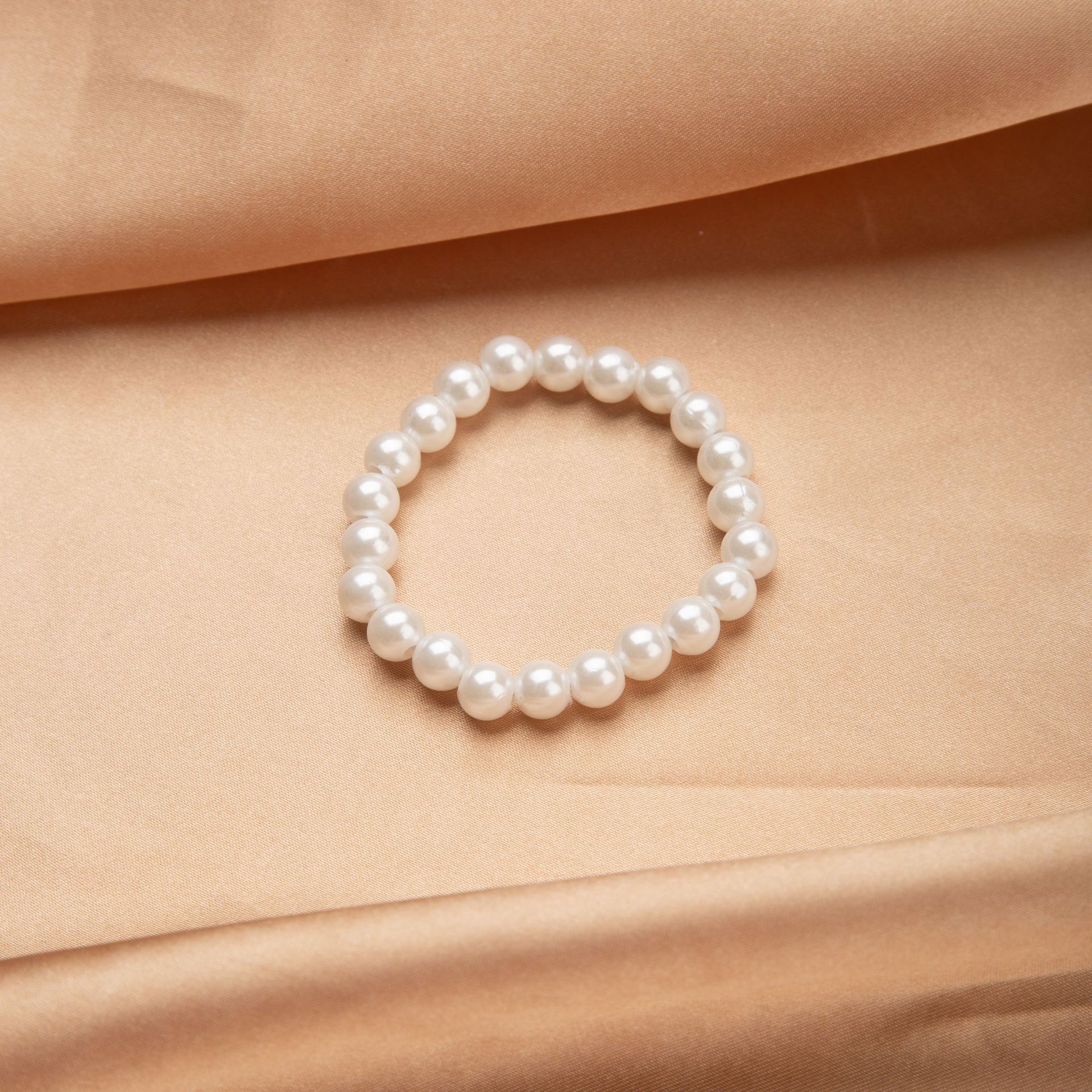 Live Explosions Simple Round 8MM Pearl Bracelet Niche Sweet High Imitation Plastic Beaded Bracelet for Men and Women