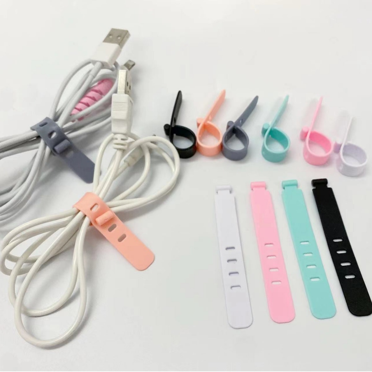 Anti-lost headset storage flexible tape data cable protective cover storage strap silicone strap creative cable organizer cable tie