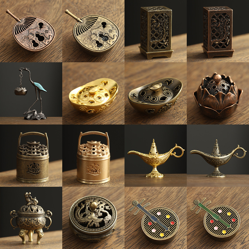 Новый китайский чайник из медного сплава с пятью благословениями, горшок, вентилятор, курильница Аладдина, маленькие благоприятные облачные таблетки, агаровое сандаловое дерево
