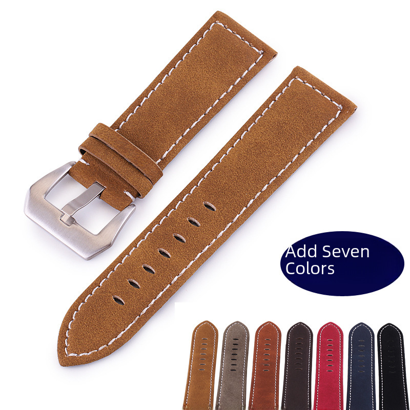 Spot supply frosted cow leather watch with high-grade handmade thick line original buckle 18-24mm