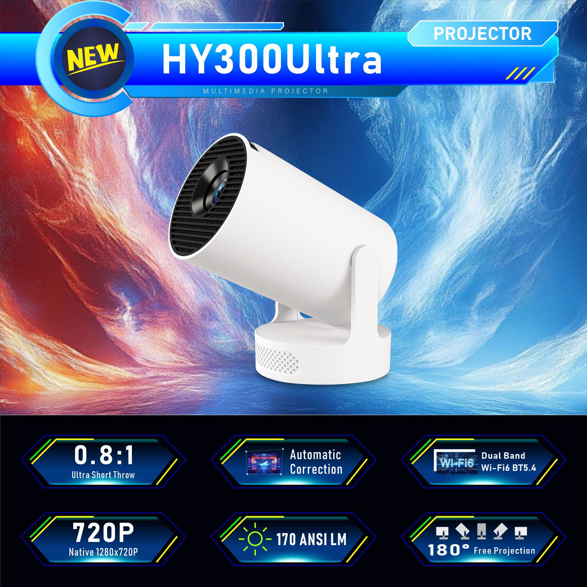 Проектор Hy300Ultra, 1080P HD, 4K, умный домашний портативный мини проектор