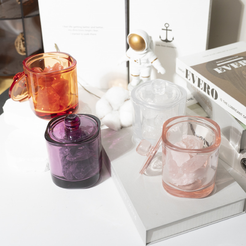 Безогневой ароматерапевтический диффузор цветного стекла, кристаллические грубые камни, стеклянная чаша для аромата, сувенир