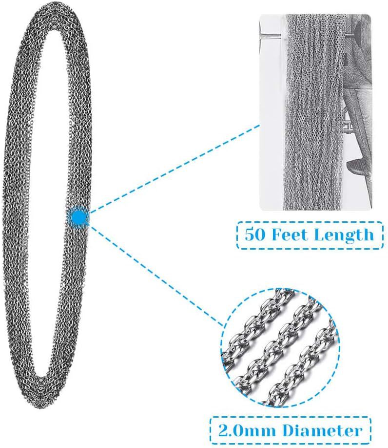 50ft Stainless Steel Chain for Jewelry Making,Anezus Jewelry Chain Bulk Small Metal Chain with 100