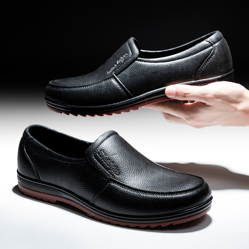 Plastic tendon bottom rain boots men's low-top short non-slip kitchen chef work shoes fishing site waterproof shoes and boots
