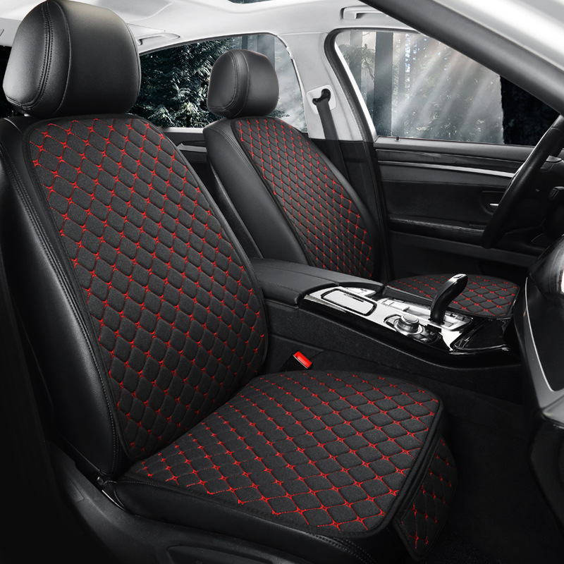 Подушка для автомобильного сиденья на четыре сезона, универсальная, противоскользящая, комплект из трех частей, хлопок и лен