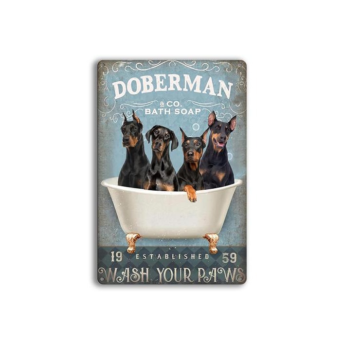 Funny dog decoration tin painting farm office coffee bar home wall decoration aluminum plate painting vintage tin logo