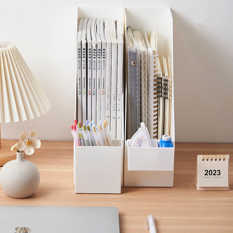 Desktop Office File Rack Plastic Japanese Storage Artifact Supplies Book Storage Box Wholesale Organizer Book Stand