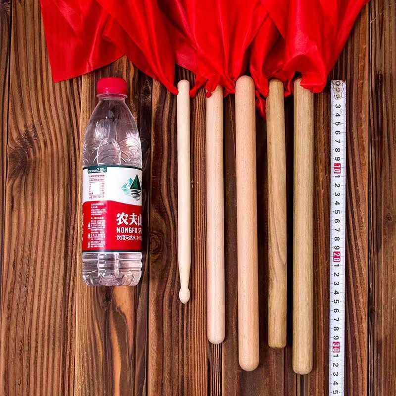 Drum Sticks Solid Wood Drum Hammer Large Drumstick Drum Stick Waist Drum Stick Dance Stick Red Silk Stick Rhythm Stick Performance Performance Stick